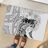 Polynesian Women's Day Rubber Doormat Plumeria Passion - White LT7 - Polynesian Pride
