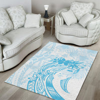 Polynesian Women's Day Area Rug Plumeria Passion - Turquoise LT7 - Polynesian Pride