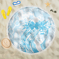 Polynesian Women's Day Beach Blanket Plumeria Passion - Turquoise LT7 One Size 150cm Turquoise - Polynesian Pride
