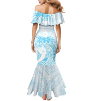 Polynesian Women's Day Family Matching Mermaid Dress and Hawaiian Shirt Plumeria Passion - Turquoise LT7 - Polynesian Pride