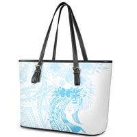 Polynesian Women's Day Leather Tote Bag Plumeria Passion - Turquoise LT7 - Polynesian Pride