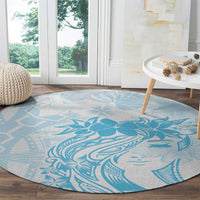 Polynesian Women's Day Round Carpet Plumeria Passion - Turquoise LT7 - Polynesian Pride