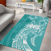 Polynesian Women's Day Area Rug Plumeria Passion - Teal LT7 - Polynesian Pride
