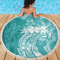 Polynesian Women's Day Beach Blanket Plumeria Passion - Teal LT7 - Polynesian Pride