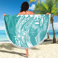 Polynesian Women's Day Beach Blanket Plumeria Passion - Teal LT7 - Polynesian Pride