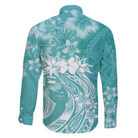 Polynesian Women's Day Family Matching Long Sleeve Bodycon Dress and Hawaiian Shirt Plumeria Passion - Teal LT7 - Polynesian Pride