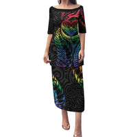 New Zealand Pride Puletasi Takatapui Rainbow Fern LT7 Long Dress Colorful - Polynesian Pride