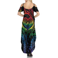 New Zealand Pride Summer Maxi Dress Takatapui Rainbow Fern LT7 - Polynesian Pride