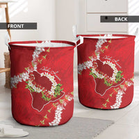 Hawaii Island Flowers Lei Laundry Basket Ohia Lehua Scarlet Red
