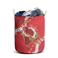 Hawaii Island Flowers Lei Laundry Basket Ohia Lehua Scarlet Red