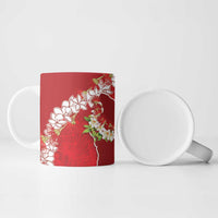 Hawaii Island Flowers Lei Ceramic Mug Ohia Lehua Scarlet Red LT7 - Polynesian Pride