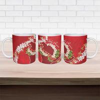 Hawaii Island Flowers Lei Ceramic Mug Ohia Lehua Scarlet Red LT7 - Polynesian Pride