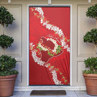 Hawaii Island Flowers Lei Door Cover Ohia Lehua Scarlet Red LT7 Red - Polynesian Pride