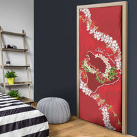 Hawaii Island Flowers Lei Door Cover Ohia Lehua Scarlet Red LT7 - Polynesian Pride
