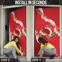 Hawaii Island Flowers Lei Door Cover Ohia Lehua Scarlet Red LT7 - Polynesian Pride