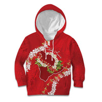 Hawaii Island Flowers Lei Kid Hoodie Ohia Lehua Scarlet Red LT7 Hoodie Red - Polynesian Pride