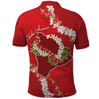Hawaii Island Flowers Lei Polo Shirt Ohia Lehua Scarlet Red LT7 - Polynesian Pride