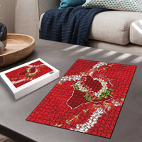 Hawaii Island Flowers Lei Puzzle Ohia Lehua Scarlet Red