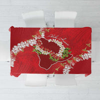 Hawaii Island Flowers Lei Tablecloth Ohia Lehua Scarlet Red LT7 Red - Polynesian Pride