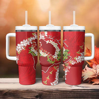 Hawaii Island Flowers Lei Tumbler With Handle Ohia Lehua Scarlet Red