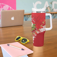 Hawaii Island Flowers Lei Tumbler With Handle Ohia Lehua Scarlet Red