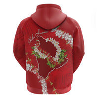 Hawaii Island Flowers Lei Zip Hoodie Ohia Lehua Scarlet Red