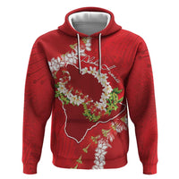 Hawaii Island Flowers Lei Zip Hoodie Ohia Lehua Scarlet Red