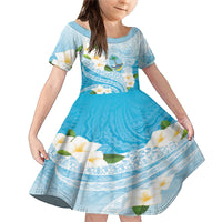 Guam Chamorro Guasali Flowers Family Matching Mermaid Dress and Hawaiian Shirt Aqua Gradient