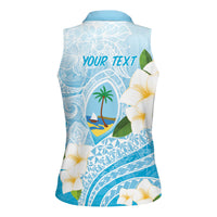 Guam Chamorro Guasali Flowers Women Sleeveless Polo Shirt Aqua Gradient LT7 - Polynesian Pride