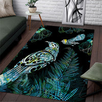 Aotearoa Maori Mahuru Area Rug Spring Time - Paua Shell Green LT7 Black - Polynesian Pride