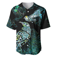 Aotearoa Maori Mahuru Baseball Jersey Spring Time - Paua Shell Green LT7 Black - Polynesian Pride