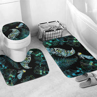 Aotearoa Maori Mahuru Bathroom Set Spring Time - Paua Shell Green LT7 Mat Set Only (3 pcs) One Size Black - Polynesian Pride