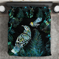 Aotearoa Maori Mahuru Bedding Set Spring Time - Paua Shell Green LT7 Black - Polynesian Pride