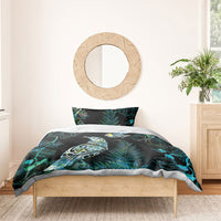 Aotearoa Maori Mahuru Bedding Set Spring Time - Paua Shell Green LT7 - Polynesian Pride