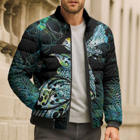 Aotearoa Maori Mahuru Bomber Puffer Jacket Spring Time - Paua Shell Green LT7 - Polynesian Pride
