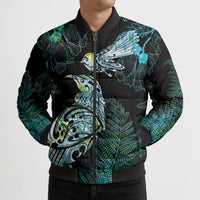 Aotearoa Maori Mahuru Bomber Puffer Jacket Spring Time - Paua Shell Green LT7 - Polynesian Pride