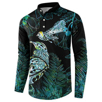 Aotearoa Maori Mahuru Button Sweatshirt Spring Time - Paua Shell Green LT7 - Polynesian Pride