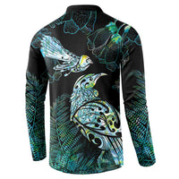 Aotearoa Maori Mahuru Button Sweatshirt Spring Time - Paua Shell Green LT7 - Polynesian Pride