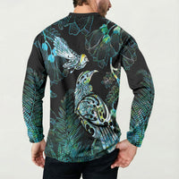 Aotearoa Maori Mahuru Button Sweatshirt Spring Time - Paua Shell Green LT7 - Polynesian Pride