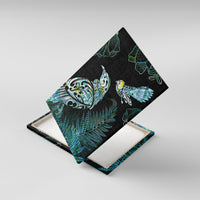 Aotearoa Maori Mahuru Canvas Wall Art Spring Time - Paua Shell Green LT7 With Frame Black - Polynesian Pride