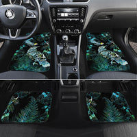 Aotearoa Maori Mahuru Car Mats Spring Time - Paua Shell Green LT7 Set 4pcs Black - Polynesian Pride