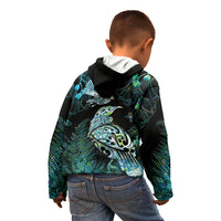 Aotearoa Maori Mahuru Kid Hoodie Spring Time - Paua Shell Green LT7 - Polynesian Pride