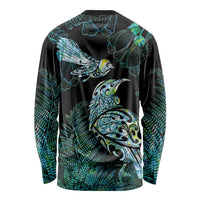 Aotearoa Maori Mahuru Long Sleeve Shirt Spring Time - Paua Shell Green LT7 - Polynesian Pride