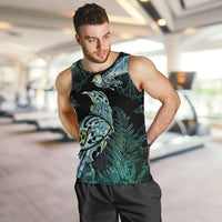 Aotearoa Maori Mahuru Men Tank Top Spring Time - Paua Shell Green LT7 Black - Polynesian Pride