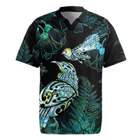 Aotearoa Maori Mahuru Rugby Jersey Spring Time - Paua Shell Green LT7 Black - Polynesian Pride