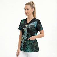 Aotearoa Maori Mahuru Scrub Top Spring Time - Paua Shell Green LT7 - Polynesian Pride