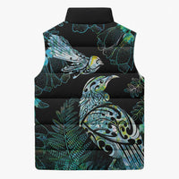 Aotearoa Maori Mahuru Sleeveless Puffer Jacket Spring Time - Paua Shell Green LT7 - Polynesian Pride