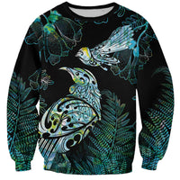 Aotearoa Maori Mahuru Sweatshirt Spring Time - Paua Shell Green LT7 Unisex Black - Polynesian Pride