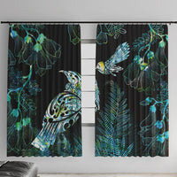Aotearoa Maori Mahuru Window Curtain Spring Time - Paua Shell Green LT7 With Hooks Black - Polynesian Pride