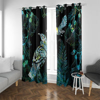 Aotearoa Maori Mahuru Window Curtain Spring Time - Paua Shell Green LT7 With Grommets Black - Polynesian Pride